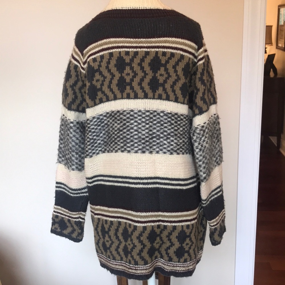 Multi-Colored Oversized Open Sweater - image 2